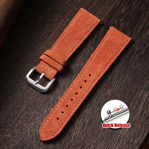 18mm 19mm 20mm 22mm Vintage Suede Cowhide Leather Watch Strap Handmade Band Replacement Quick Release Bracelet for Mens Womens