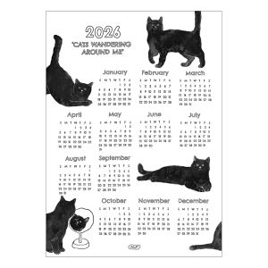 2026 Cat Calendar Cute Original Illustration Writeable Year Poster Simple New Year Gift Modern Decorative Artwork Unframed