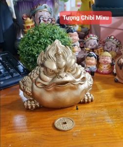 Thiềm Thừ phong thủy sơn nhũ vàng sáng sang trọng ngang 14.5cm x rộng 11cm x cao 12.5cm Giàu có Quà tặng Đồ trang trí