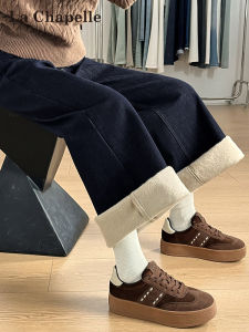La Chapelle | Retro High Waist Slimming Warmth-added Flared Denim Pants Womens Autumn Winter