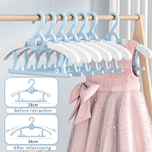 5pcs Cute Retractable Clothes Hanger Elasticity Plastic Baby Clothes Hangers Space Saving Non-Slip Portable Childrens Toom Rack