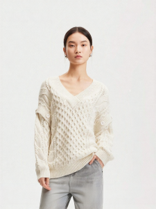 Vero Moda | Áo Sweater Cổ V Chất Lượng Cao Có Cuffs Bóp Rút Được