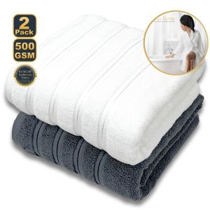 2pcs Solid Bath Towel Set 100% Cotton Soft Highly Absorbent Beach Spa Bathroom Washcloth Home Five-Star Hotel Towels 70*140cm