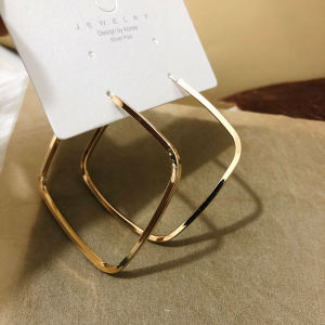 Exaggerated Square Hoops Large Earrings S925 Silver Needle Style Fashion Simple Elegant Korean INS Alloy Geometric Womens Jewelry