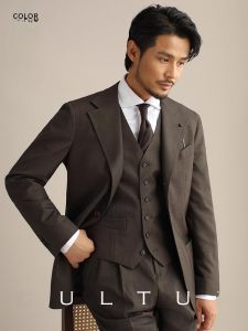 ชุดสูทผู้ชาย CULTUM วินเทจสไตล์อิตาลี 3 ชิ้น งานแต่งงาน สวมใส่สบาย ปกติ ฤดูใบไม้ร่วง 2022 ชุดสูทผู้ชายแบบปกติ