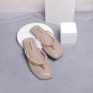 BELLEZA Sandal Flat SAFI WHITE | sendal jepit santai wanita | sandals pergi / rumah flats cewek perempuan beleza shoes official terbaru