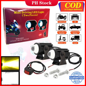 [In Stock]Motorcycle  Mini Driving Light White+Yellow Pair of Universal High Quality Waterproof  20W * 2 Mini Driving Lights Full Set With Switch