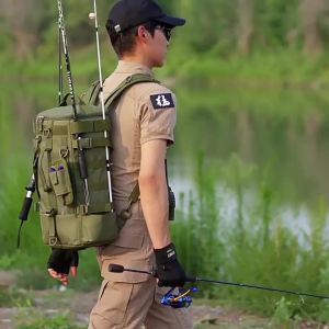 Multifunctional Fishing Backpack Tackle Bag with Rod Holders Fish Equipment Storage Molle Pack Camping Hiking Outdoor Sports Bag