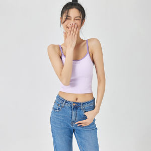 Leorrey Le LA One-Piece Spaghetti Strap Contrast Color Breathable Bottoming Workout Bra Sports Intimates Yoga Vest