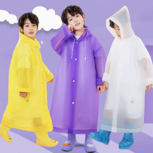 Kids Thicken EVA Raincoat - Waterproof Hoodie Transparent Plastic Raincoat for Girls Boys Outdoor Rain Coat For Kids