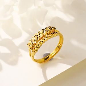 Ring 18k Saudi Gold Pawnable Star Ring Womens Fashion Vintage Adjustable Wedding Ring Couple Ring Anxiety Relief Ring  for Men Rotatable Bead Ring