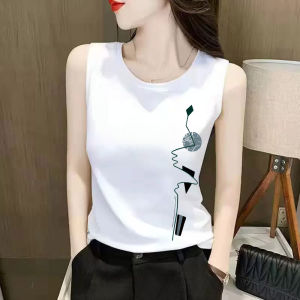 เสื้อกั๊กแขนกุดสีขาวสำหรับผู้หญิงไซส์ใหญ่ คอตั้ง ป้องกันการสัมผัสได้ ปกปิดหน้าอก กระชับสัดส่วน เสื้อชั้นในฤดูร้อน