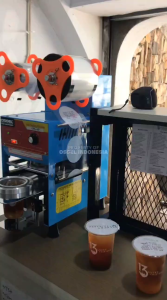 OSSEL Cup Sealer Semi Otomatis Roll Putar Mesin Press Tutup Gelas Plastik Otomatis Mesin Cup Sealer SEMI Automatis  OS-A9 OSSEL