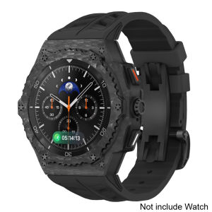 Carbon Fiber Case Modification Kit for Samsung Galaxy Watch 8Classic 46mm Fluororubber Strap Mod Kit DIY for Galaxy Watch 8 44mm
