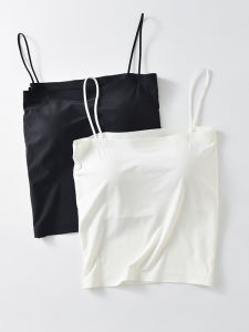 Áo Ba Lỗ Nữ Cỡ Lớn Có Đệm Ngực Mùa Hè Đa Năng Phong Cách Hàn Quốc Dáng Rộng Thoải Mái Bằng Nylon Không Tay Cổ Chữ V