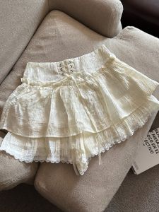 Váy Ngắn Chữ a Ren Màu Trắng Cạp Cao Cho Nữ Mùa Xuân Hè Váy Ngắn Chống Ánh Sáng Cho Nữ Váy Ngắn Chữ a Ren