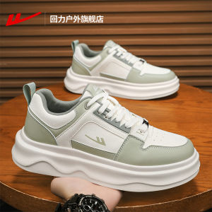Warrior Mens Casual Shoes Black Sporty Thick Bottom Heightening Versatile Sneakers Spring Autumn Seasonal round Toe Lace-Up