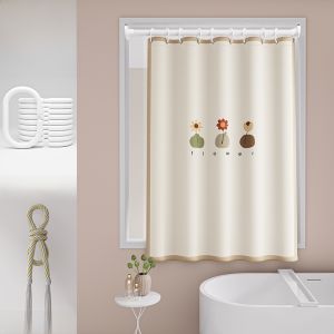 Bathroom Waterproof Small Curtain Privacy Shield Toilet Window Cover No Drilling Required Polyester Material American Style
