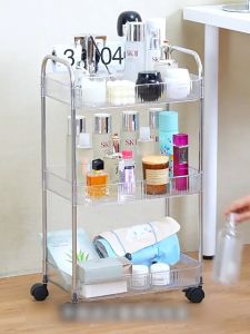 Kệ lưu trữ trong suốt nhiều lớp đa chức năng cao cấp xe đẩy lưu trữ di động 360 độ có bánh xe