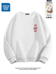 Jeanswest Mens round Neck Sweatshirt Spring Autumn Loose Casual Outdoor Youth Fashionable New 2024 Cotton Polyester Blend