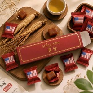 Kẹo Hồng Sâm Đỏ Mỹ Hương Vị Cafe (32V 10V 5V 3V) Kung Củ Ít Đường Dẻo Dai Phong Dộ Đan Ong Nam Tính
