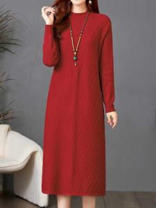 ผู้หญิง ถักยาว เดรส ขนสัตว์ เสื้อสเวตเตอร์ Midi Maxi หลวม พลัสไซส์ แคชเมียร์คุณภาพสูง กระโปรง การตกแต่งสามมิติ