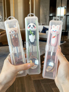 Bộ Thìa Đũa Bằng Thép Không Gỉ 316 Bộ Đồ Ăn Di Động Cho Trẻ Em Hộp Đựng Cá Nhân Bộ Đồ Ăn Nhẹ Cho Học Sinh Tiểu Học