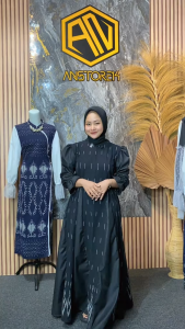 ANSTORE14 - BAJU TENUN COUPLE MAYA HITAM - GAMIS COUPLE KONDANGAN PREWEDDING PASANGAN KELUARGA