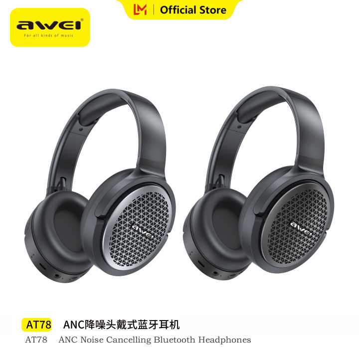 Awei ANC Bluetooth Headset -45dB Noise Cancellation classic two