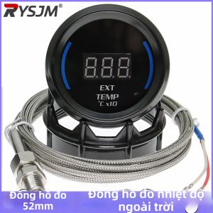 RYSJM | Đồng Hồ Đo Nhiệt Độ Khí Thải Kỹ Thuật Số 52MM 2 Màu Đen Với Màn Hình LED Xanh Dương Dành Cho Ô Tô