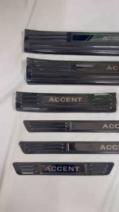 Ốp bậc cửa nẹp bước chân trong ngoài CARBON xe Huyndai Accent 2024 2025 vân cacbon cao cấp