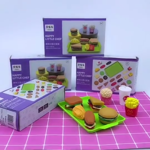 27PCS Burger Gourmet Mainan Mainan Masakan Anak-anak Set Mainan Dapur Fast Food Burger