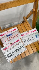 CSM PVC Signage Double Sided Wifi Pull 2 in 1 Closed Open Door Wall Sign 21cm x 19cm