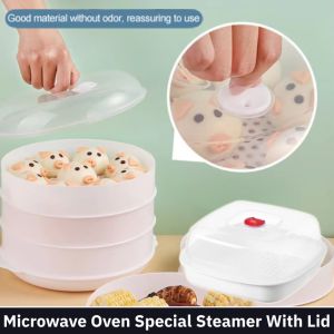 Single Layer PP Microwave Oven Special Steamer Plastic Steamer Steaming Bowl Kitchen Steamed Buns Steaming Utensils With Lid