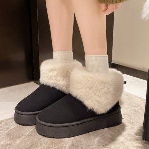 Giày Bốt Đi Tuyết Lông Cừu Dày Dặn Mùa Đông Cho Nữ Giày Bốt Cotton Thời Trang Ngoài Trời Giày Bốt Cotton Đế Cao Su Màu Trơn