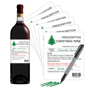 6pcs Hilarious Prescription Wine LabelsFestive Christmas Tree DesignNovelty Wine Bottle Stickers for BirthdayAnniversary Gift