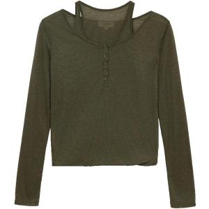 Vero Moda | Áo thun Smart Casual phối màu thắt eo trang trí nút tôn dáng