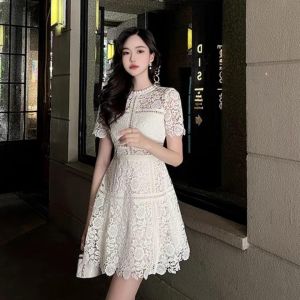 51601 Lexinna Lace Mini Dress Gaun Brokat Elegan