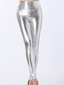 กางเกงหนัง PU ทรงสลิมฟิต กางเกงขายาวทรงขากระบอกสั้น ทรงสลิมฟิต ทรงเข้ารูป ทรงเข้ารูป สไตล์สตรีท กางเกงขายาว