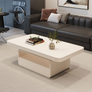 New 2025 Simple Modern Rock Surface Coffee Table Living Room Home Use Small Luxury Cream Style Tea Table Master Design Storage Space