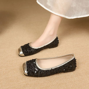 French Style Mary Jane Shoes Womens Fashionable Flat Bottom Slip-On Low Heel PU Leather Spring New Arrival Small Size 32