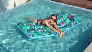 Inflatable Pool Float Mat Giant Adult Size with Headrest Lake Raft Water Lounger Multi-Purpose for Pool Party Beach Outdoor