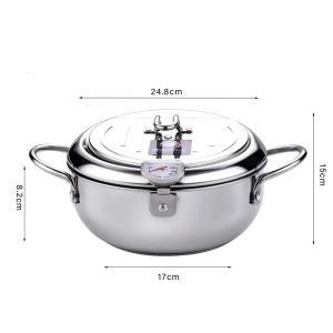 Wajan Penggorengan Japanese Deep Frying Pot Thermometer 21-24cm