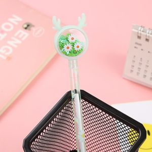 1/4pcsCreative Cartoon Sequin Neutral Pen Cute Animal Design Bead Pen Student Stationery Girls High Aesthetic Handmade Pen