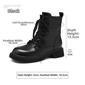 Josiny | Vintage Black High-top Martin Boots Autumn/Winter Small Stature