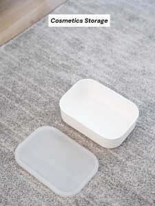 CozE Japanese Style White Storage Box with Lid Desktop Cosmetics Snacks Plastic Organizer