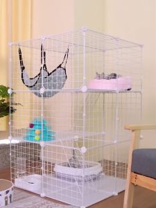 Stackable Cage for Cat DIY Cat Cage 3 Layer Easy Assemble Cat House Indoor Pet Cage/Cat Stair Fence Cat/Collapsible Cage/Cat Villa