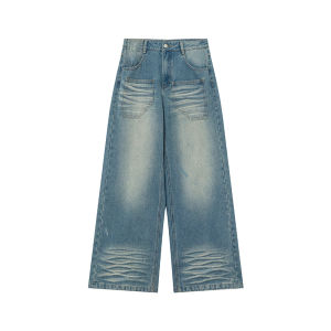 NIHAOKANONG | Quần Jeans Cao Bụng Đùi Rộng Ôm Phối Mẫu Retro