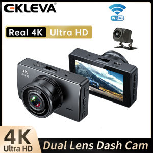 Ekleva Dash Cam 4K + 1080P Ống kính kép Bảng điều khiển ô tô đầu ghi hình DVR với Camera Xe hơi Wifi 24h màn hình đỗ xe hộp đen