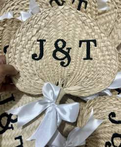 Handmade straw fan with embroidery name | Pamaypay Abaniko